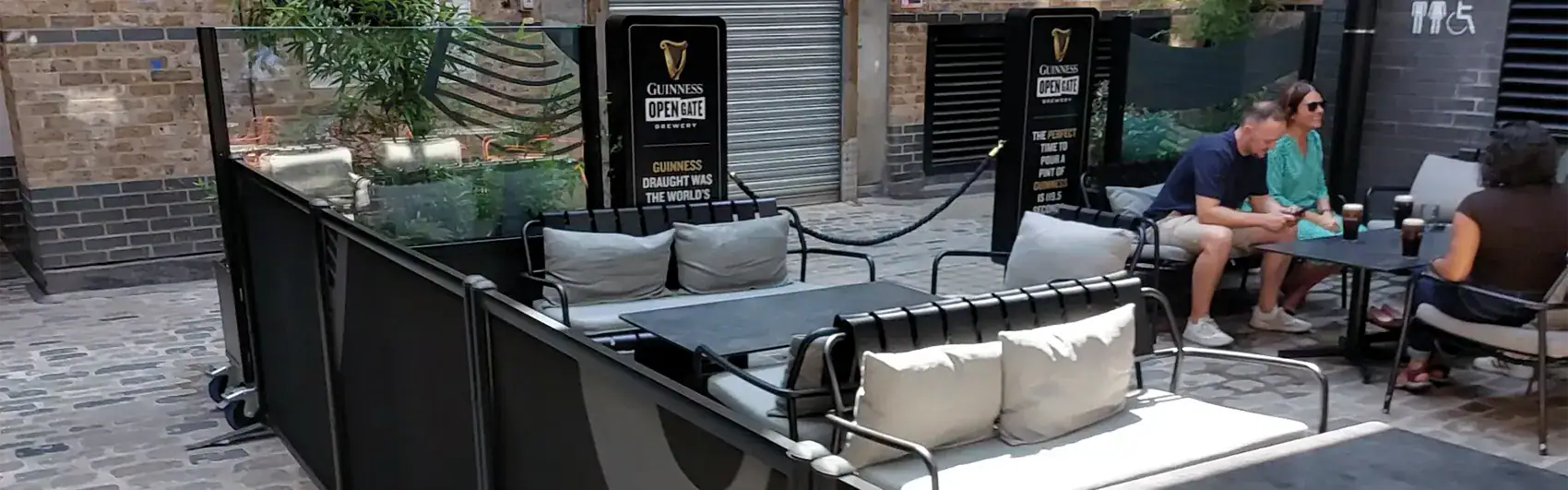 Terrazzo windshield and planters at Guinness Open Gate Brewery, London